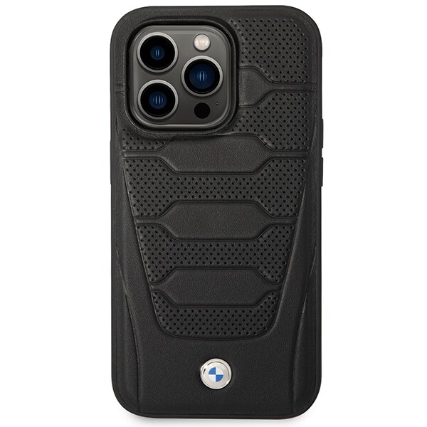 Kotelo BMW BMHMP14X22RPSK iPhone 14 Pro Max 6.7" musta/musta Nahkaistuimet Kuvio MagSafe