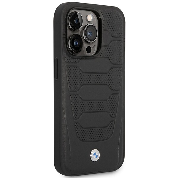 Kotelo BMW BMHMP14X22RPSK iPhone 14 Pro Max 6.7" musta/musta Nahkaistuimet Kuvio MagSafe