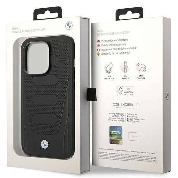Kotelo BMW BMHMP14X22RPSK iPhone 14 Pro Max 6.7" musta/musta Nahkaistuimet Kuvio MagSafe