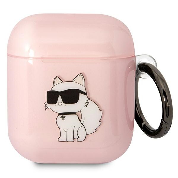 Karl Lagerfeld KLA2HNCHTCP Airpods 1/2 suojus vaaleanpunainen Ikonik Choupette -valikoima