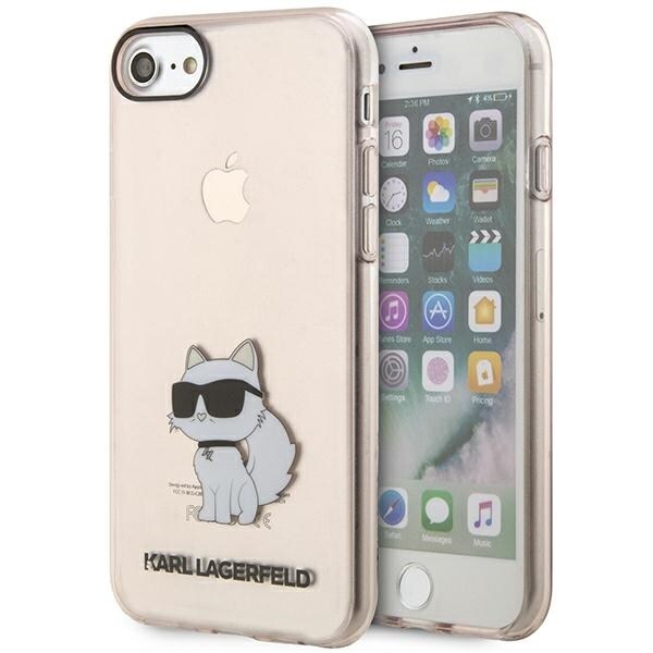 Karl Lagerfeld KLHCI8HNCHTCP iPhone 7/8/SE 2020/2022 vaaleanpunainen kovakotelo Choupettea varten