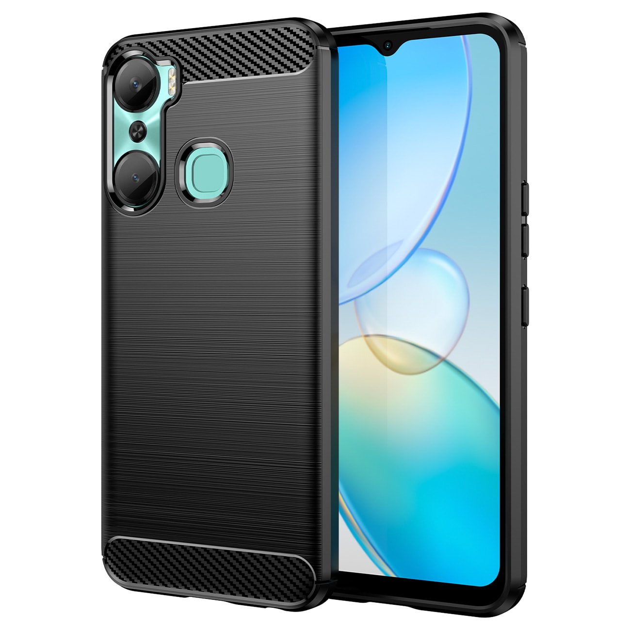 Carbon Case kotelo Infinix Hot 12 Pro joustava silikoni hiilen kansi musta
