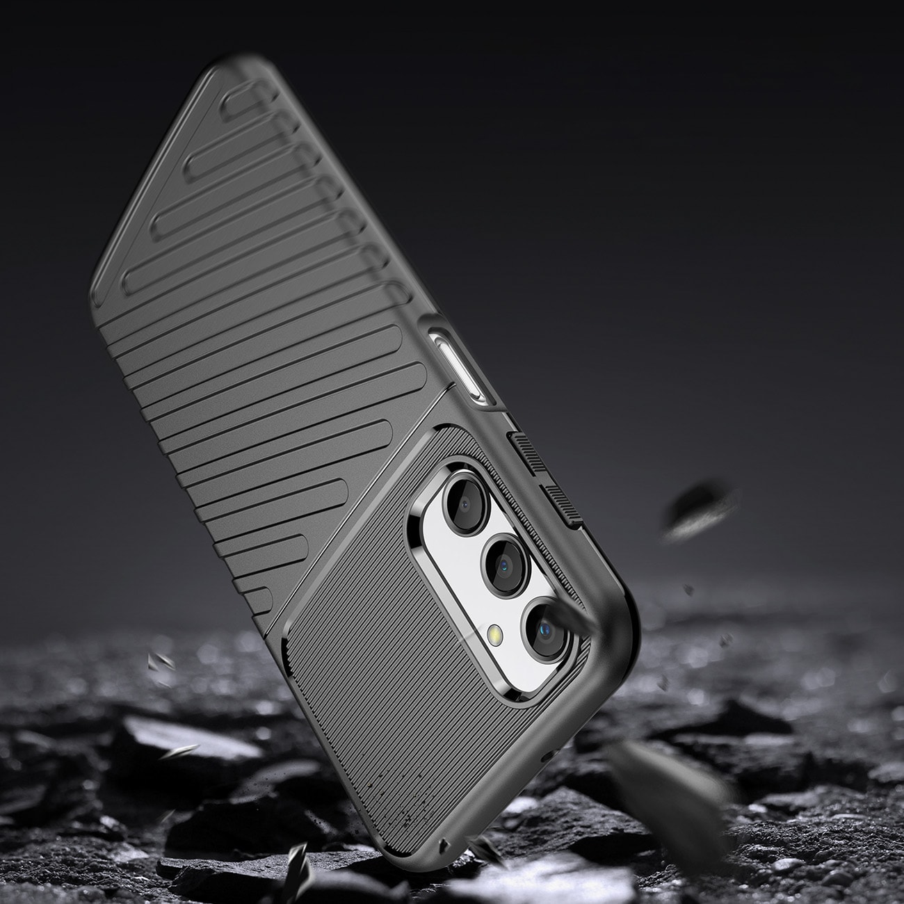 Thunder Case tapauksessa Samsung Galaxy A24 4G silikoni panssari tapauksessa musta