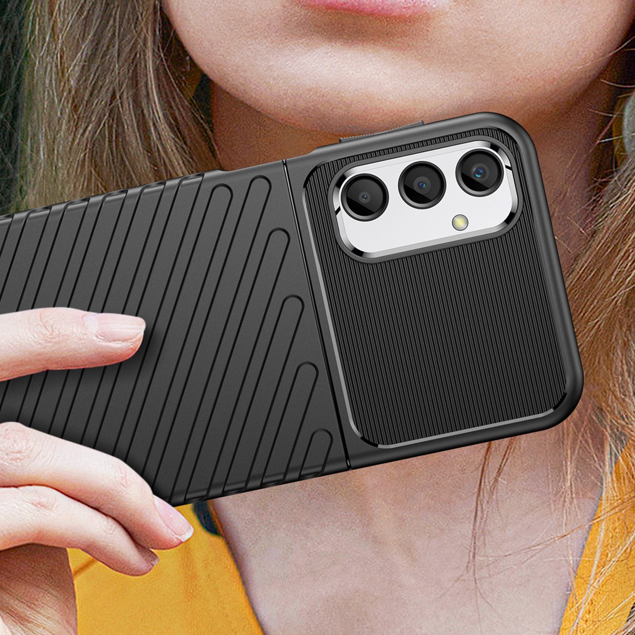 Thunder Case tapauksessa Samsung Galaxy A24 4G silikoni panssari tapauksessa musta