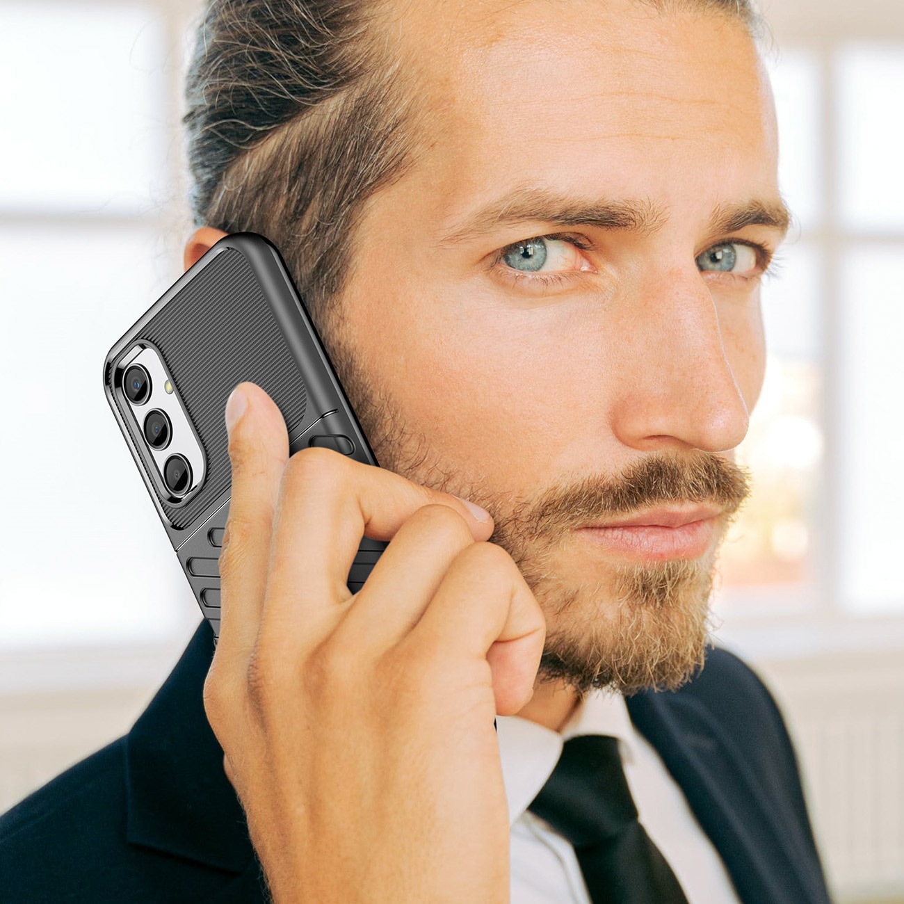 Thunder Case tapauksessa Samsung Galaxy A24 4G silikoni panssari tapauksessa musta