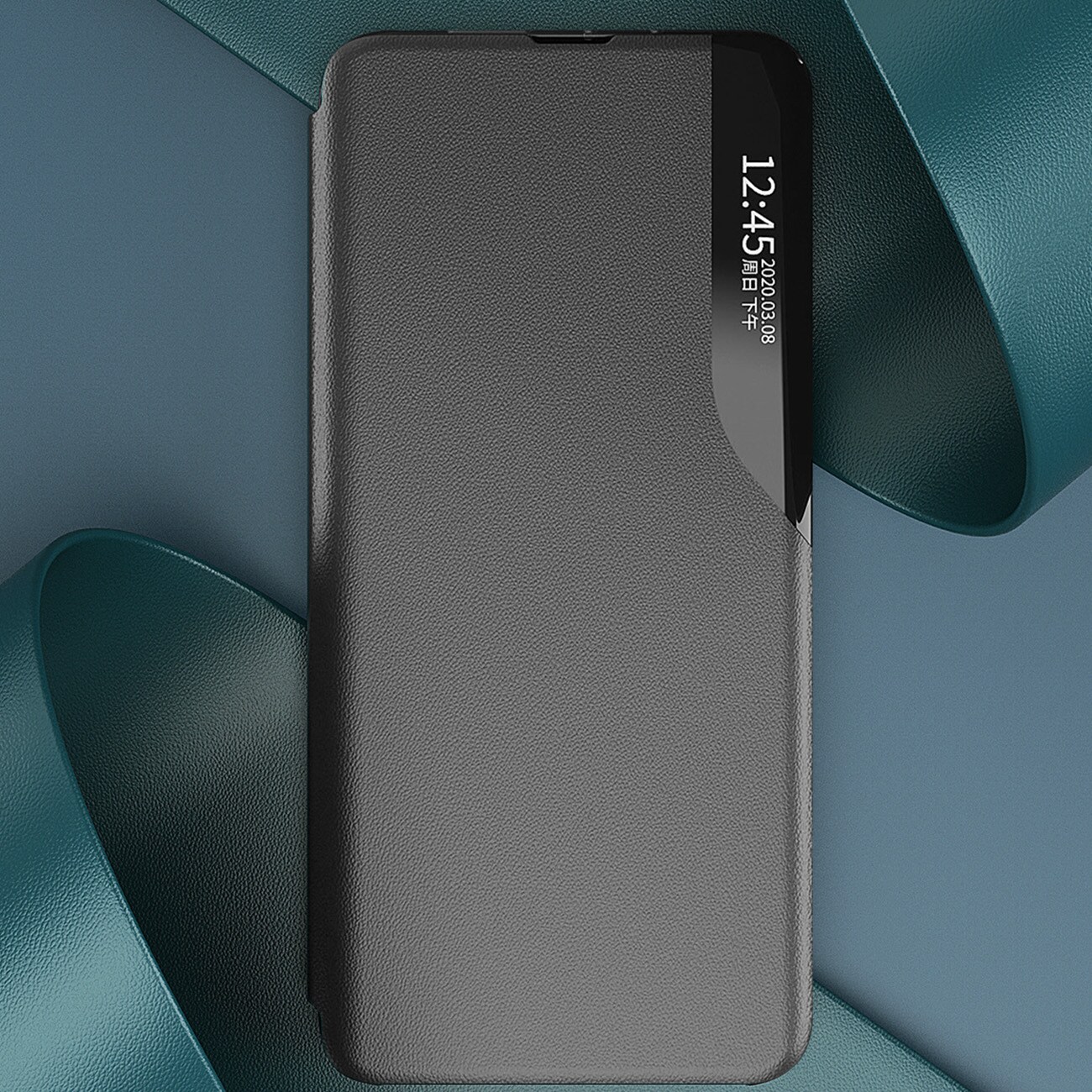 Eco Nahka View Kotelo kansi Samsung Galaxy A24 4G flip jalusta sininen