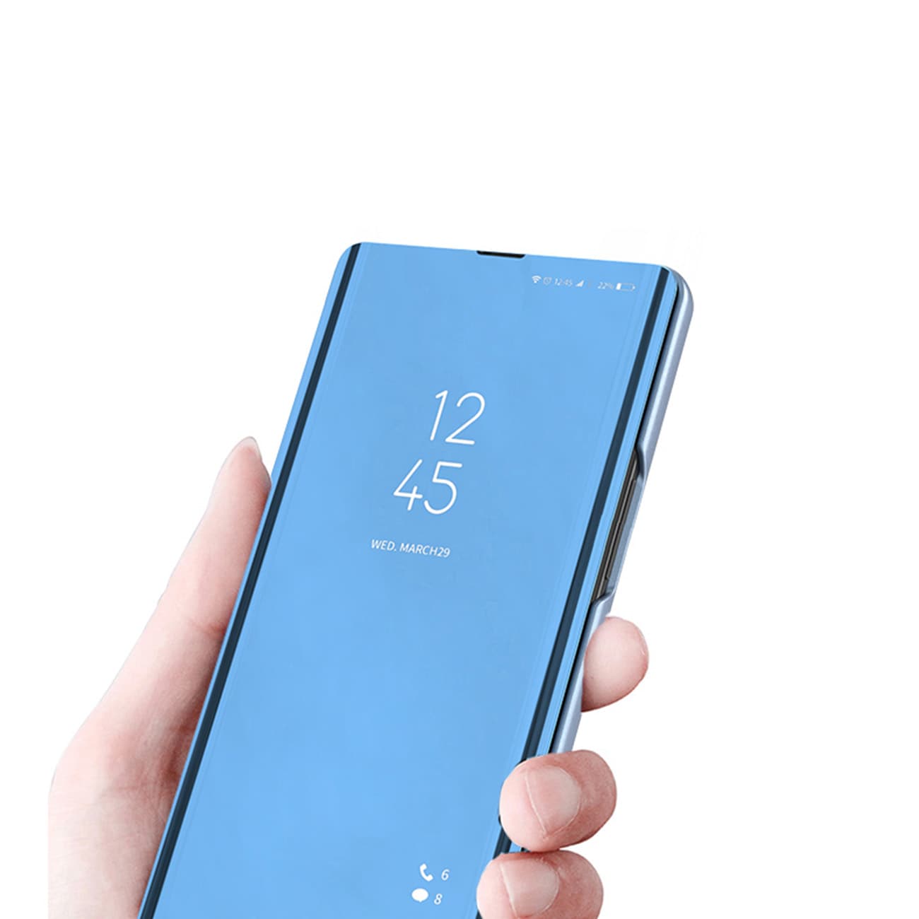Clear View Kotelo kansi Samsung Galaxy A24 4G flip kansi sininen