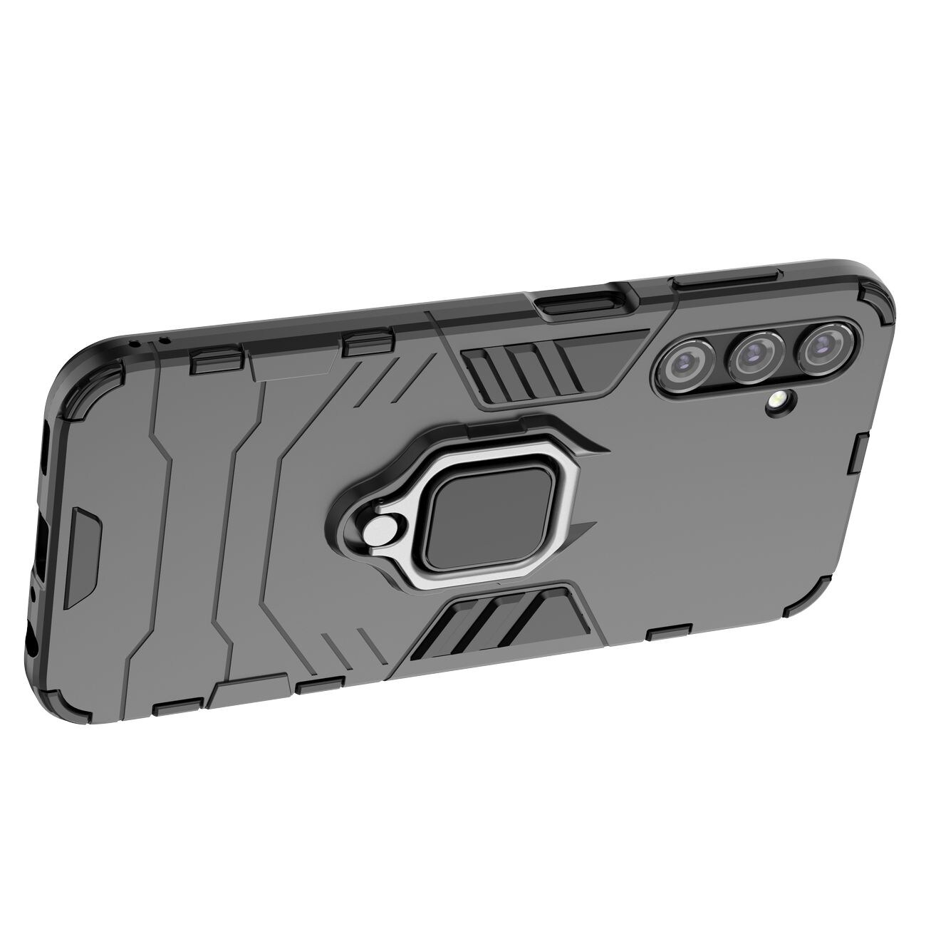 Ring Armor tapauksessa Samsung Galaxy A24 4G panssaroitu kansi magneettinen haltija rengas musta