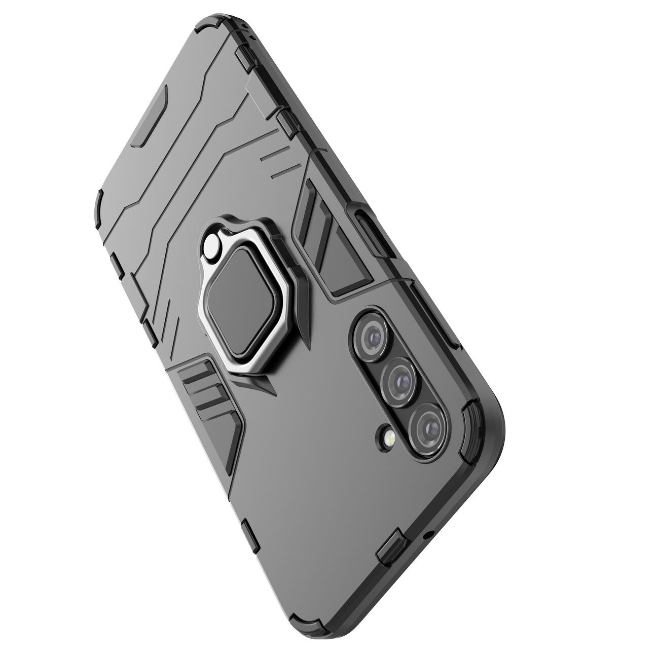 Ring Armor tapauksessa Samsung Galaxy A24 4G panssaroitu kansi magneettinen haltija rengas musta