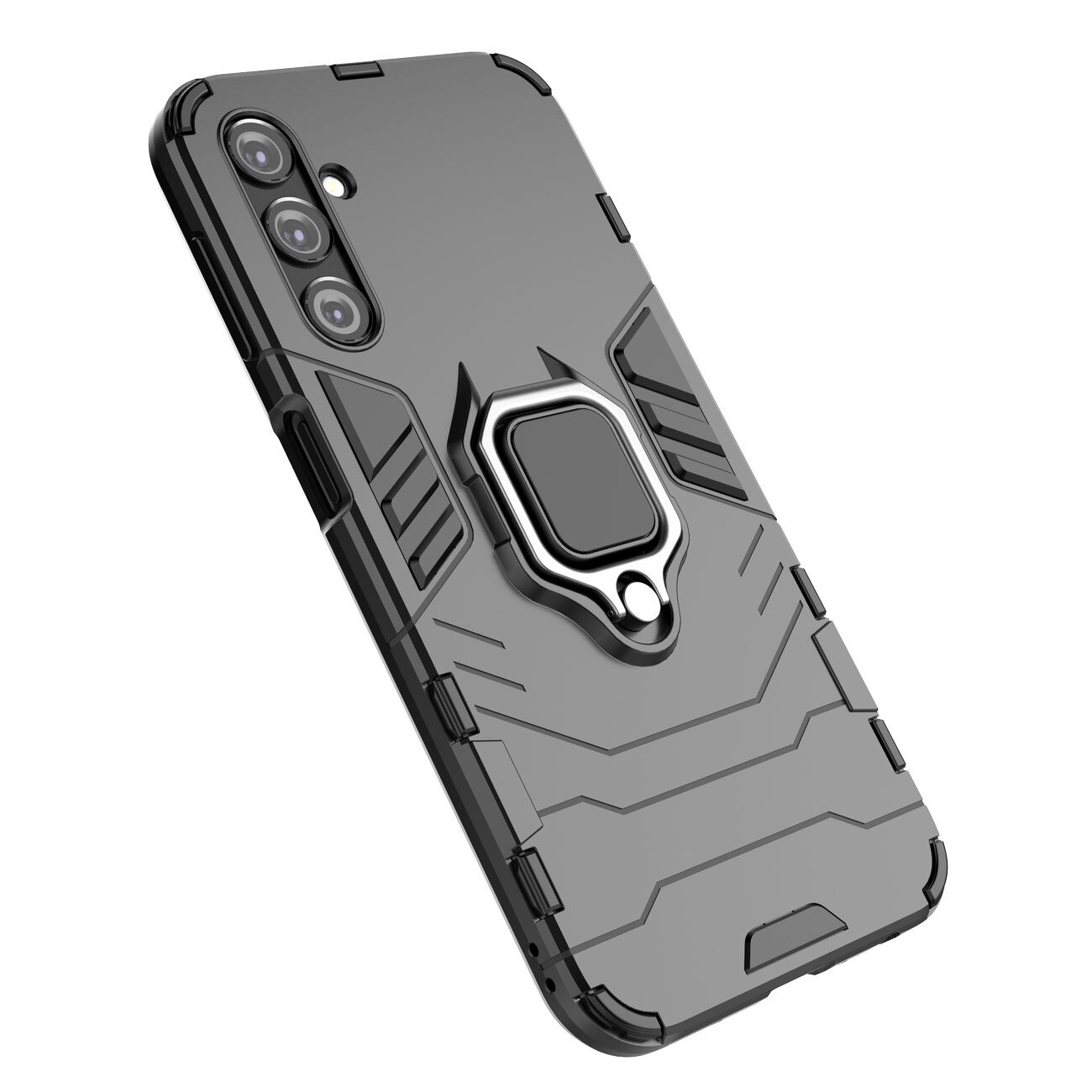 Ring Armor tapauksessa Samsung Galaxy A24 4G panssaroitu kansi magneettinen haltija rengas musta