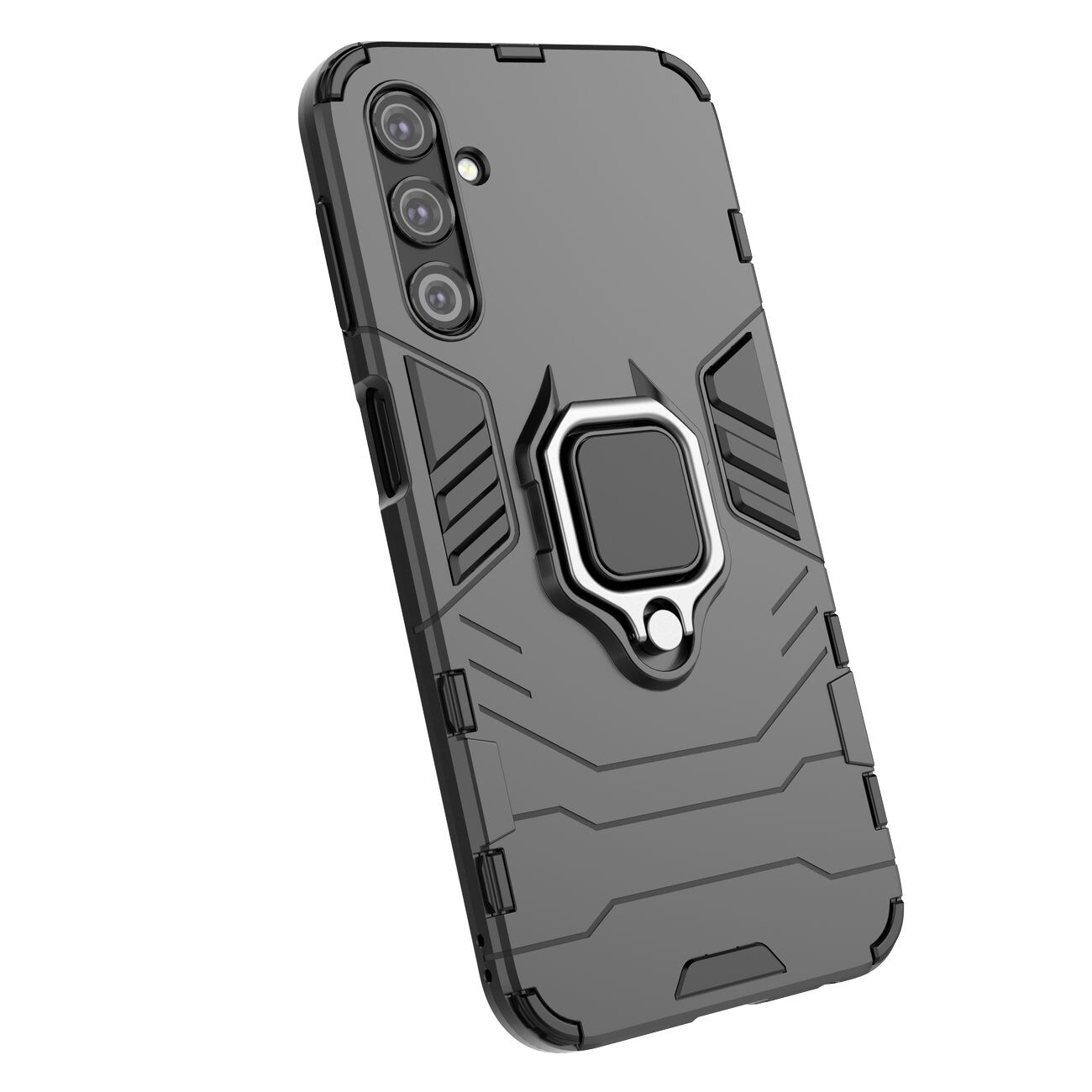 Ring Armor tapauksessa Samsung Galaxy A24 4G panssaroitu kansi magneettinen haltija rengas musta