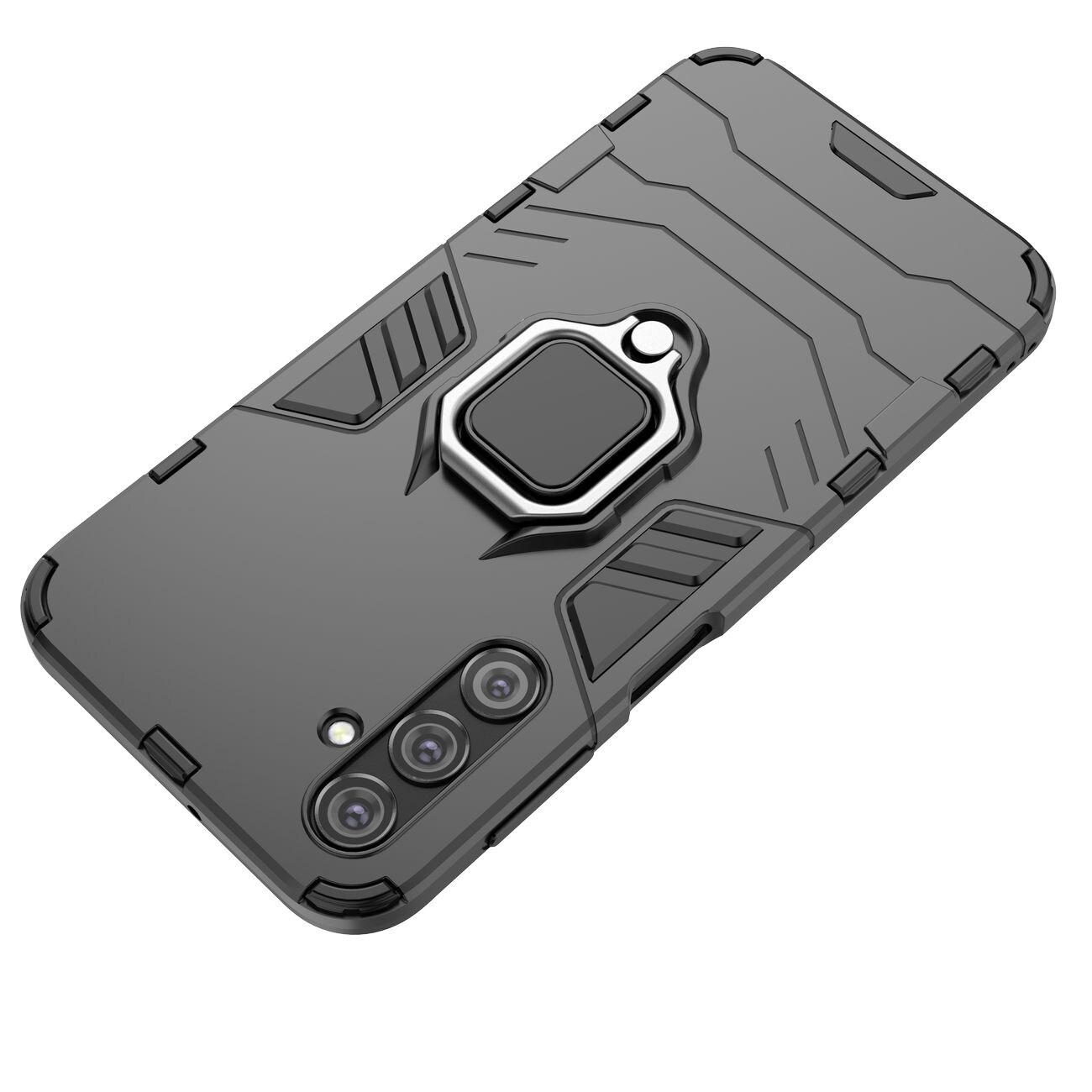 Ring Armor tapauksessa Samsung Galaxy A24 4G panssaroitu kansi magneettinen haltija rengas musta