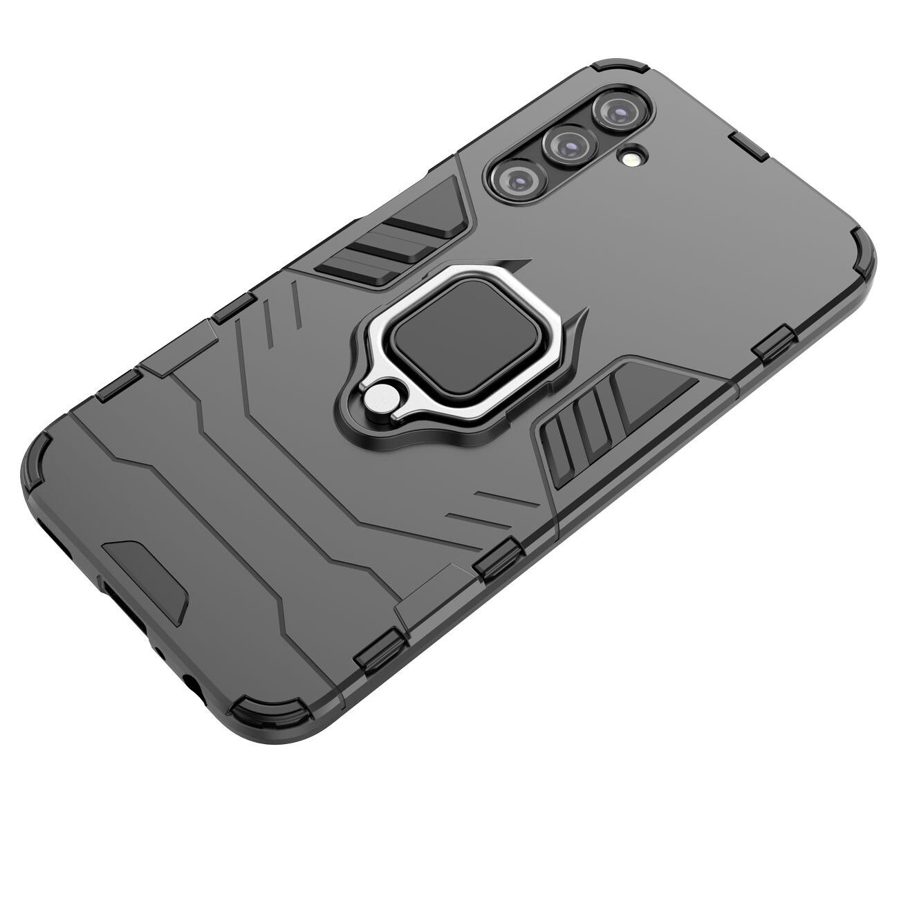 Ring Armor tapauksessa Samsung Galaxy A24 4G panssaroitu kansi magneettinen haltija rengas musta