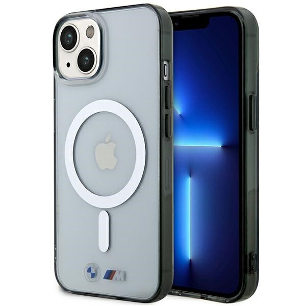 BMW BMHMP14SHCRS iPhone 14 6.1" kotelo läpinäkyvä kovakotelo Silver Ring MagSafe -rengas