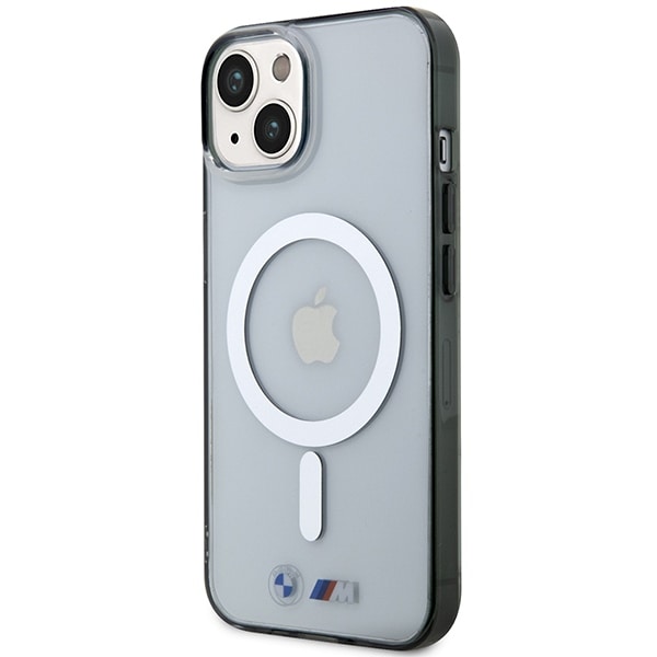 BMW BMHMP14SHCRS iPhone 14 6.1" kotelo läpinäkyvä kovakotelo Silver Ring MagSafe -rengas