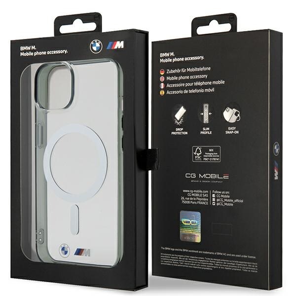 BMW BMHMP14SHCRS iPhone 14 6.1" kotelo läpinäkyvä kovakotelo Silver Ring MagSafe -rengas