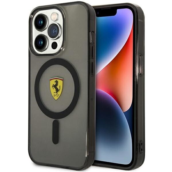 Ferrari FEHMP14LUKK iPhone 14 Pro 6.1" musta/musta kovakotelo Translucent Magsafe läpikuultava