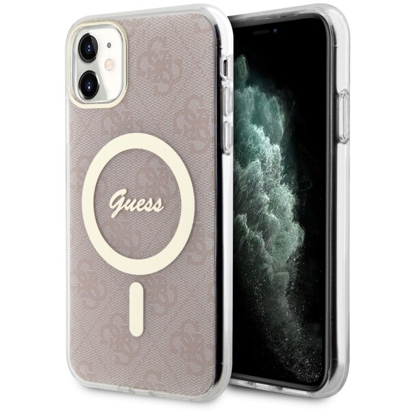 Guess GUHMN61H4STP iPhone 11 6.1" vaaleanpunainen/vaaleanpunainen kovakotelo 4G MagSafe