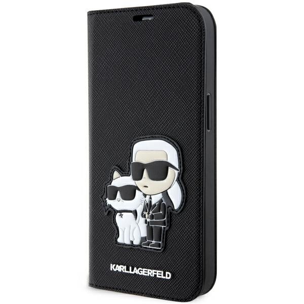 Karl Lagerfeld KLBKP14LSANKCPK iPhone 14 Pro 6.1" kirjahylly musta Saffiano Karl & Choupette