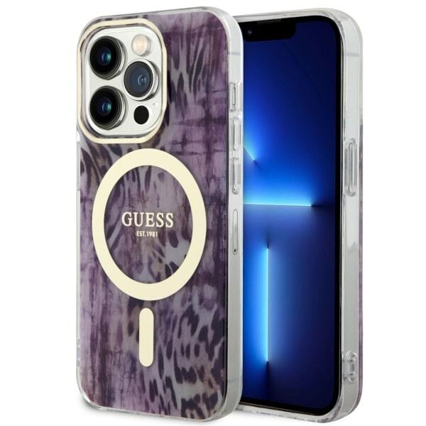 Guess GUHMP14LHLEOPWP iPhone 14 Pro 6.1" vaaleanpunainen/vaaleanpunainen kovakotelo Leopard MagSafe