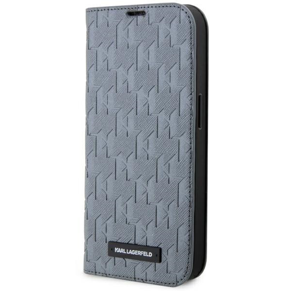 Karl Lagerfeld KLBKP14LSAKLHPG iPhone 14 Pro 6.1" kirjahylly hopea/hopea Saffiano Monogrammi