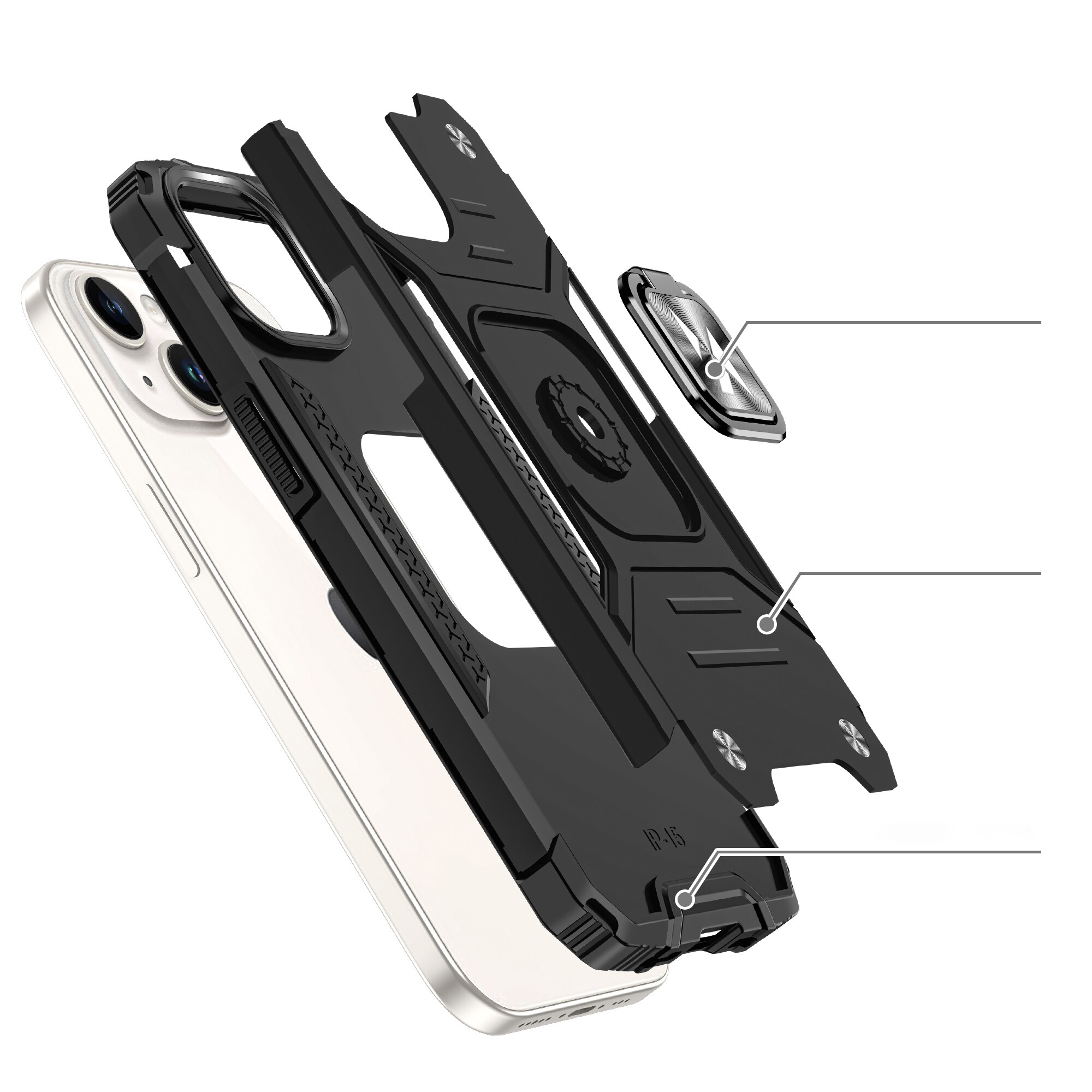 Wozinsky Ring Armor iPhone 15 Plus iPhone 15 Plus Ring Armor kotelo - sininen