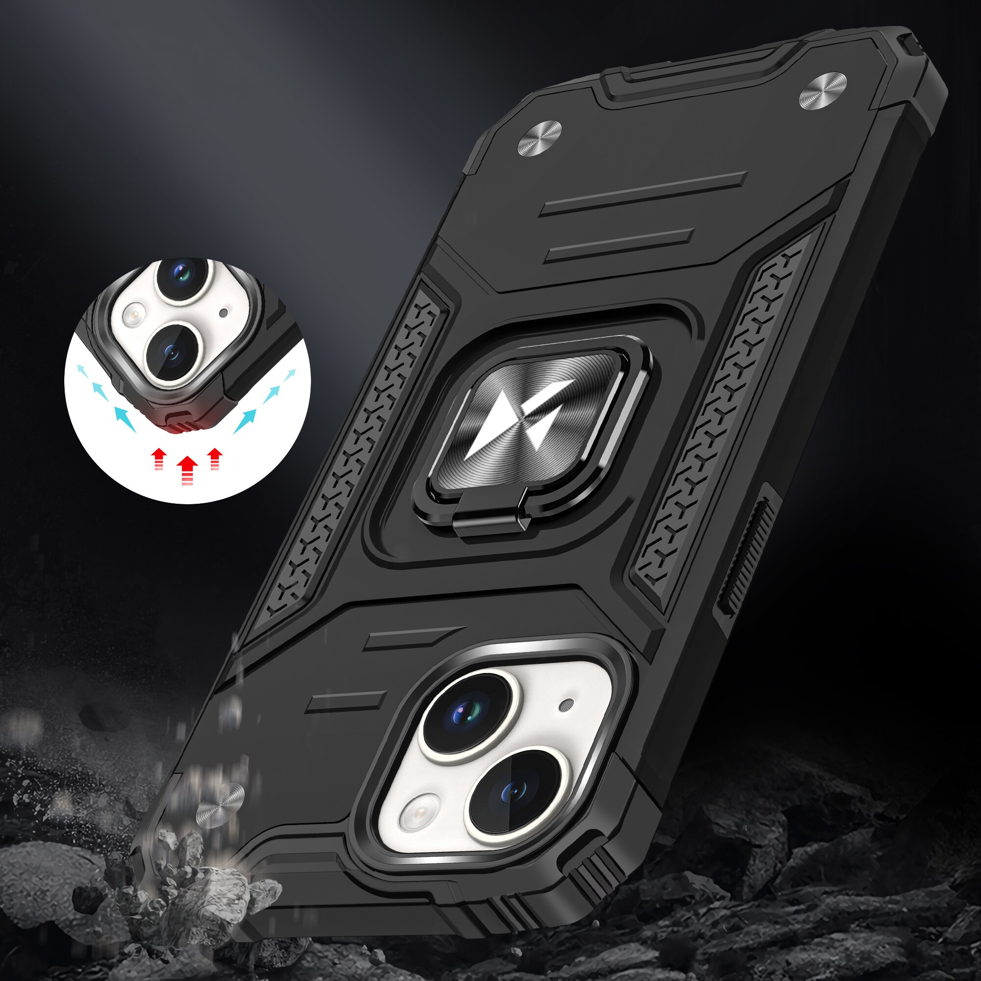 Wozinsky Ring Armor iPhone 15 Plus iPhone 15 Plus Ring Armor kotelo - sininen