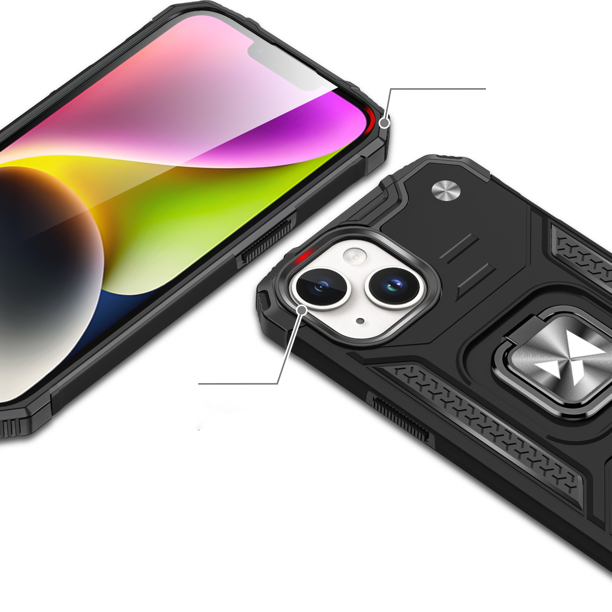 Wozinsky Ring Armor iPhone 15 Plus iPhone 15 Plus Ring Armor Case - punainen