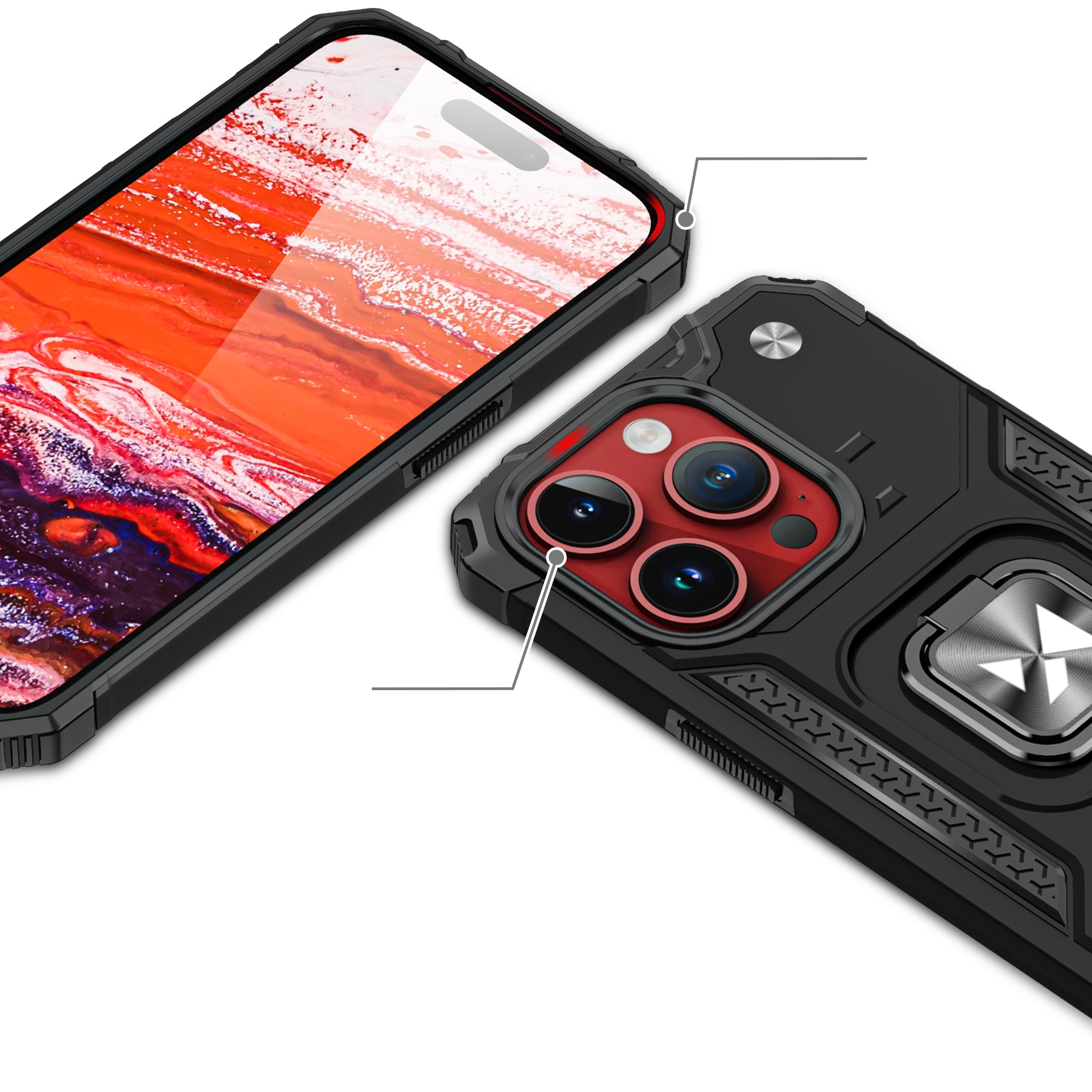 Wozinsky Ring Armor iPhone 15 Pro iPhone 15 Pro Ring Armor kotelo - kultainen