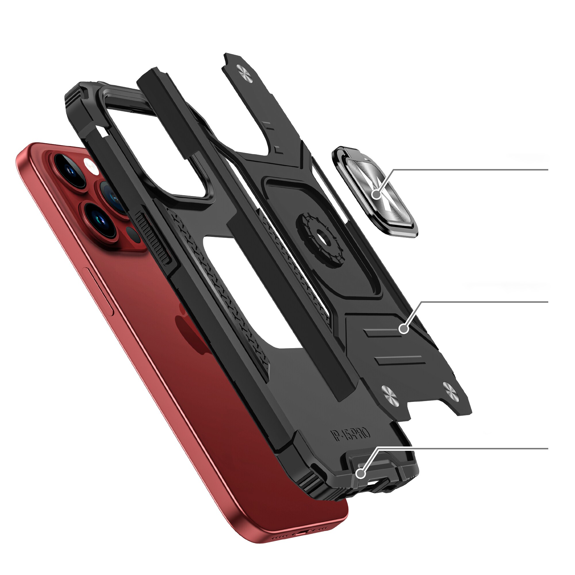 Wozinsky Ring Armor iPhone 15 Pro iPhone 15 Pro Ring Armor kotelo - kultainen