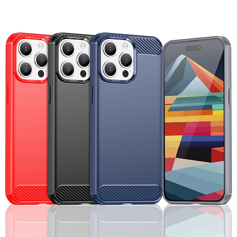 Joustava hiilikuvioinen kotelo iPhone 15 Pro Carbon Case - sininen