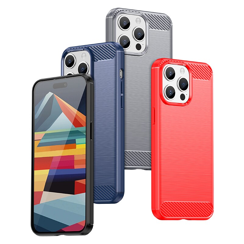 Joustava hiilikuvioinen kotelo iPhone 15 Pro Carbon Case - sininen