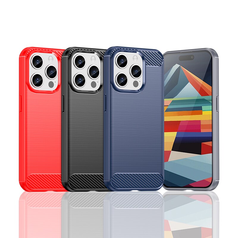 Joustava hiilikuvioinen kotelo iPhone 15 Pro Carbon Case - musta