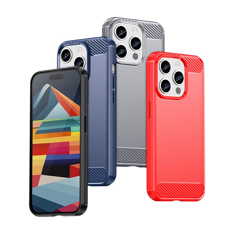 Joustava hiilikuvioinen kotelo iPhone 15 Pro Carbon Case - musta