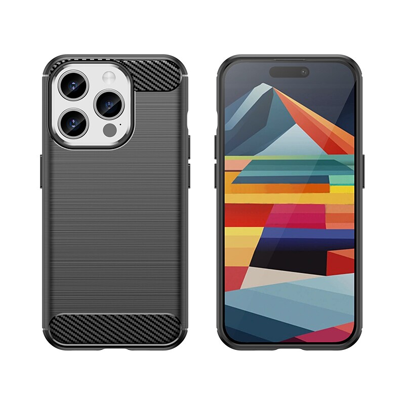 Joustava hiilikuvioinen kotelo iPhone 15 Pro Carbon Case - musta