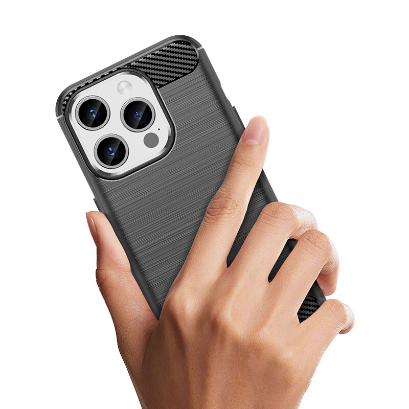 Joustava hiilikuvioinen kotelo iPhone 15 Pro Carbon Case - musta