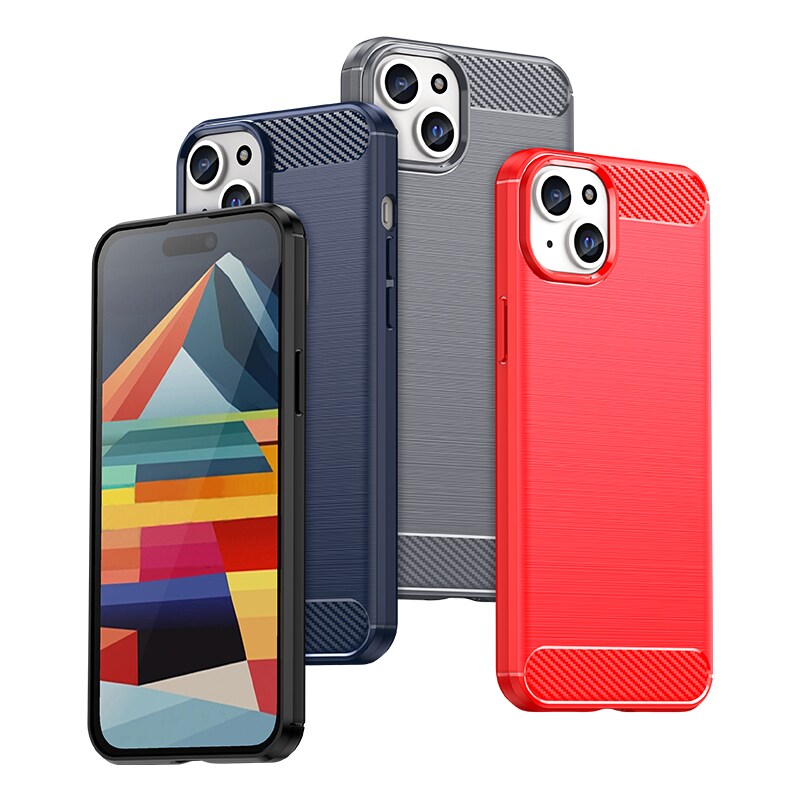 Joustava hiilikuvioinen kotelo iPhone 15 Plus Carbon Case - sininen