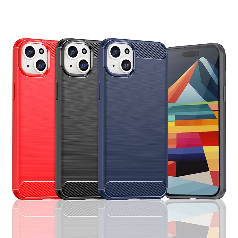 Joustava hiilikuvioinen kotelo iPhone 15 Plus Carbon Case - musta