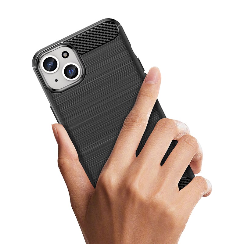 Joustava hiilikuvioinen kotelo iPhone 15 Plus Carbon Case - musta