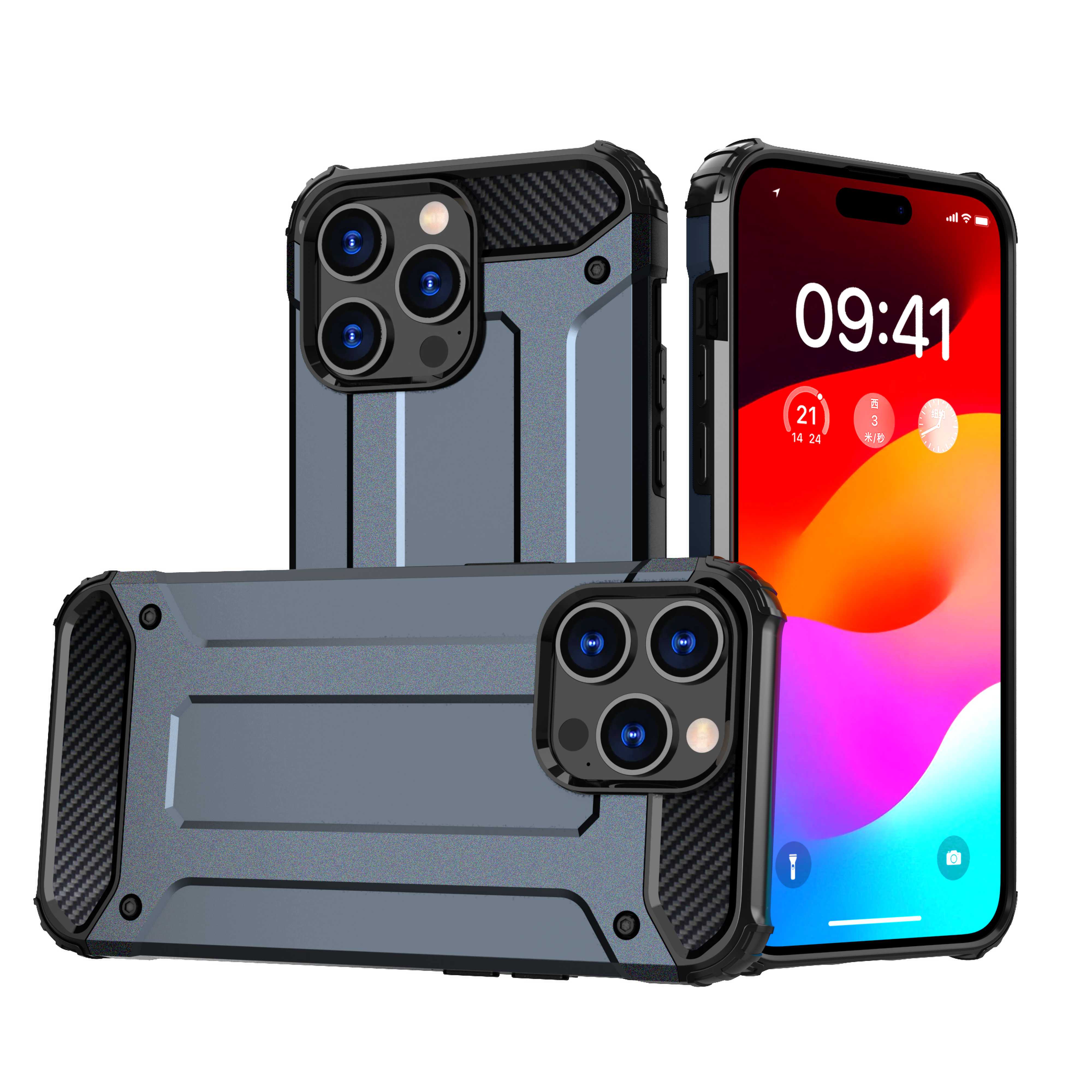 iPhone 15 Pro Max Hybrid Armor kotelo - sininen