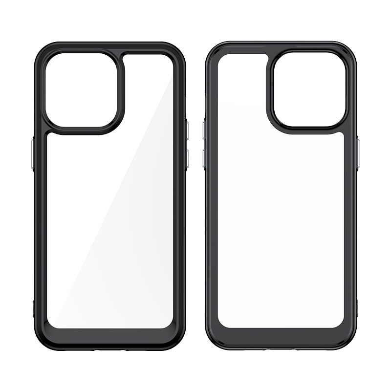 iPhone 15 Pro Outer Space vahvistettu kotelo joustavalla kehyksellä - musta