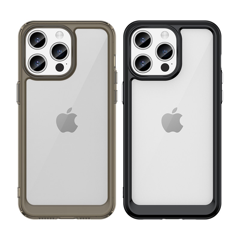 iPhone 15 Pro Outer Space vahvistettu kotelo joustavalla kehyksellä - musta