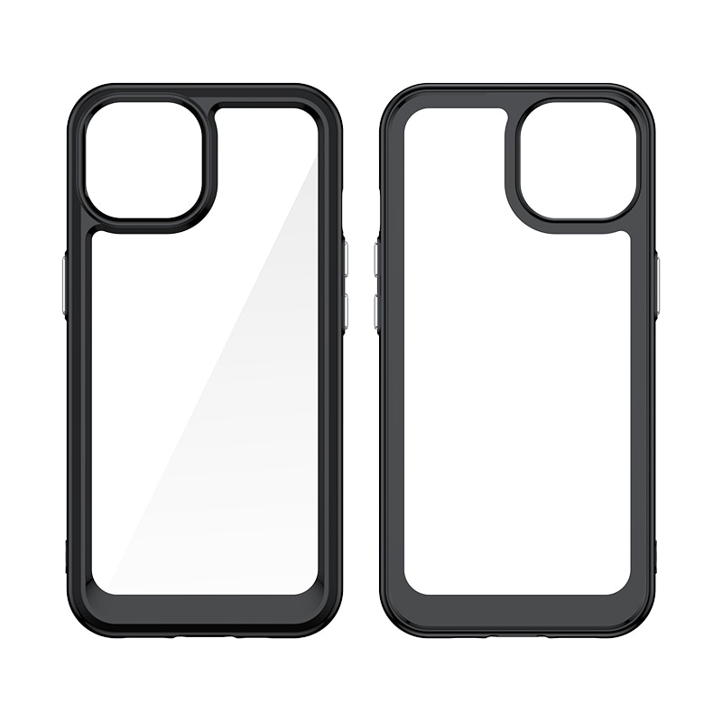 iPhone 15 Plus Outer Space vahvistettu kotelo joustavalla kehyksellä - punainen