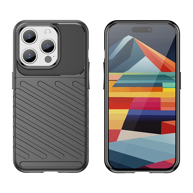 Armored iPhone 15 Pro Thunder Case - musta