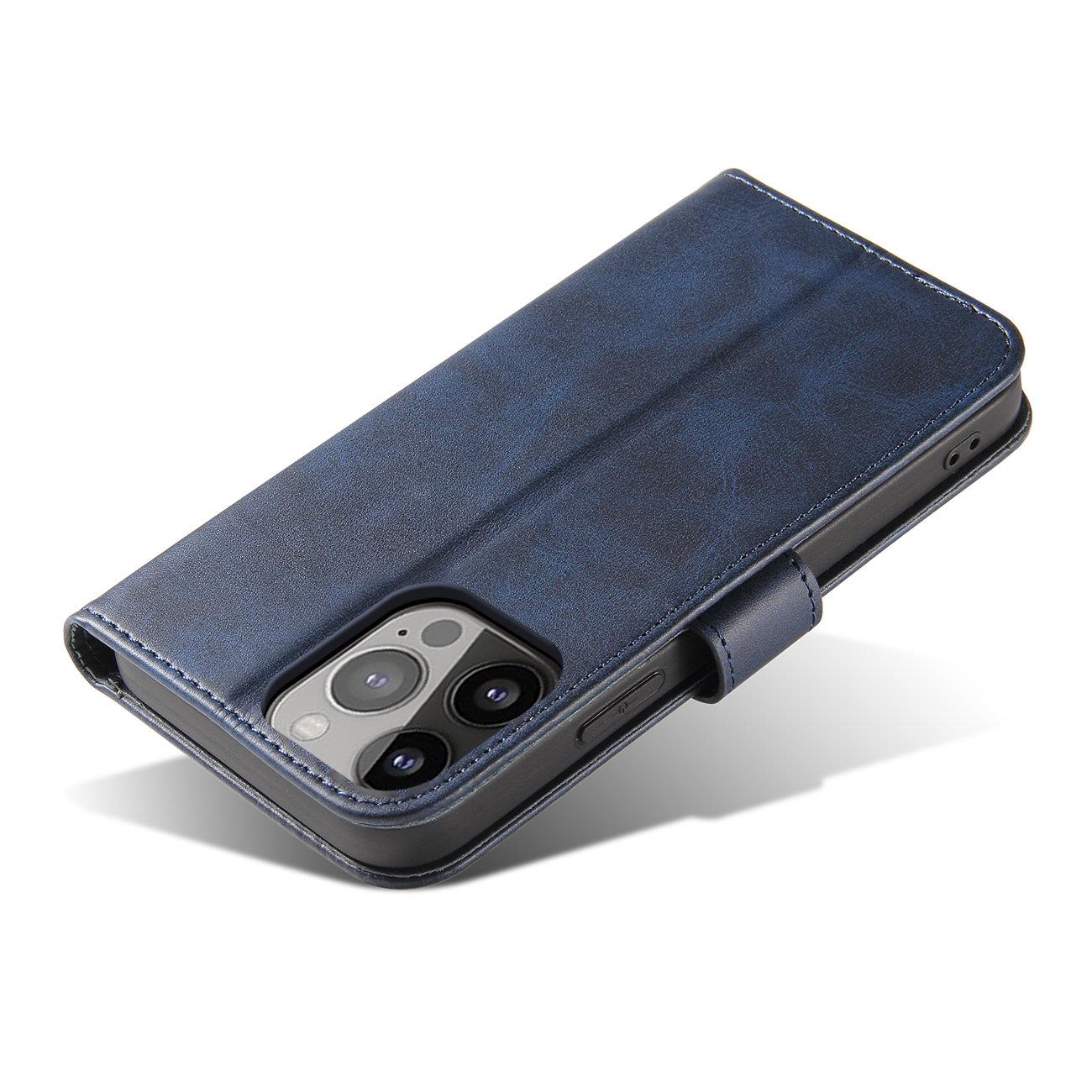 Lompakkokotelo jalustalla iPhone 15 Plus Magnet Kotelo - sininen