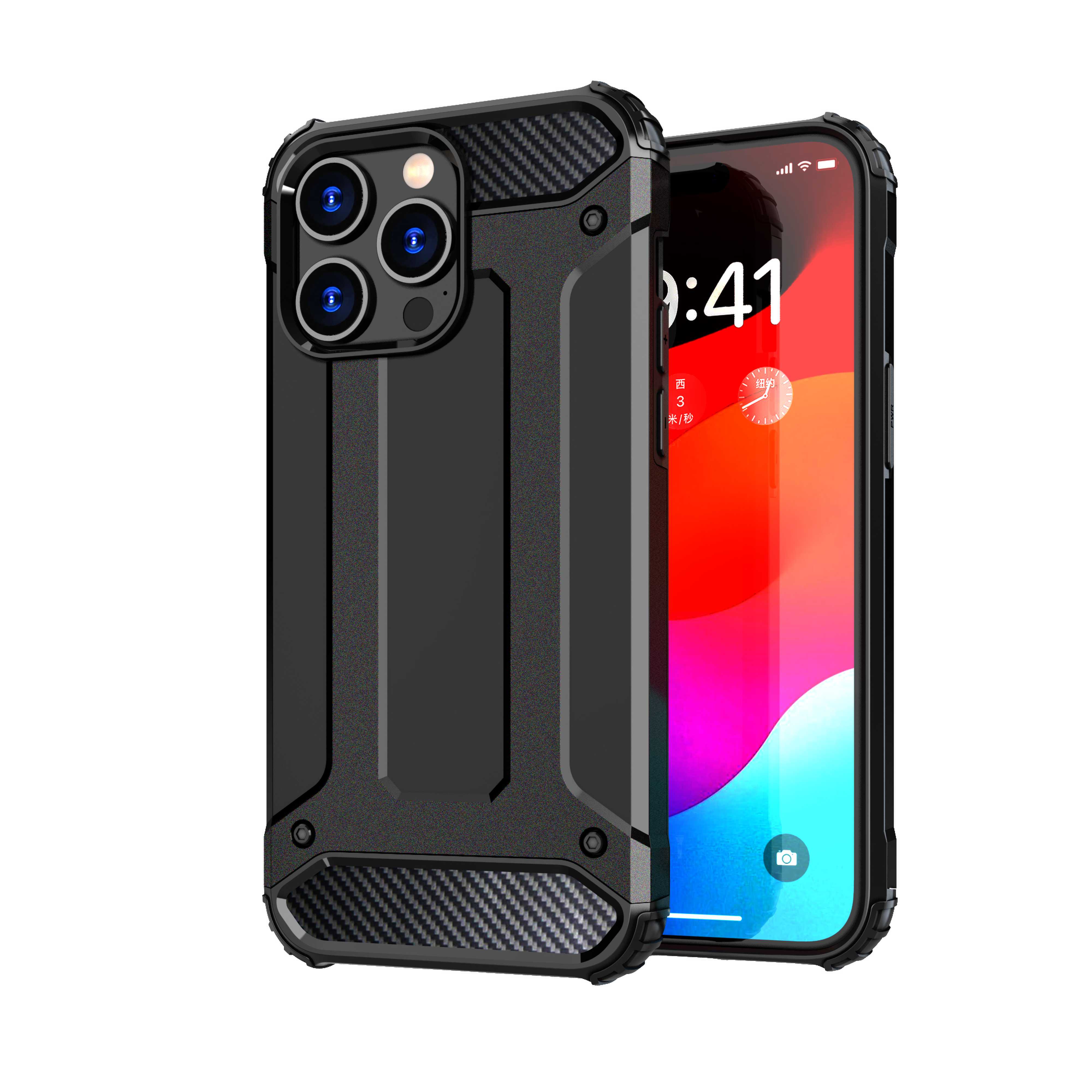 iPhone 15 Pro Hybrid Armor -kotelo - musta