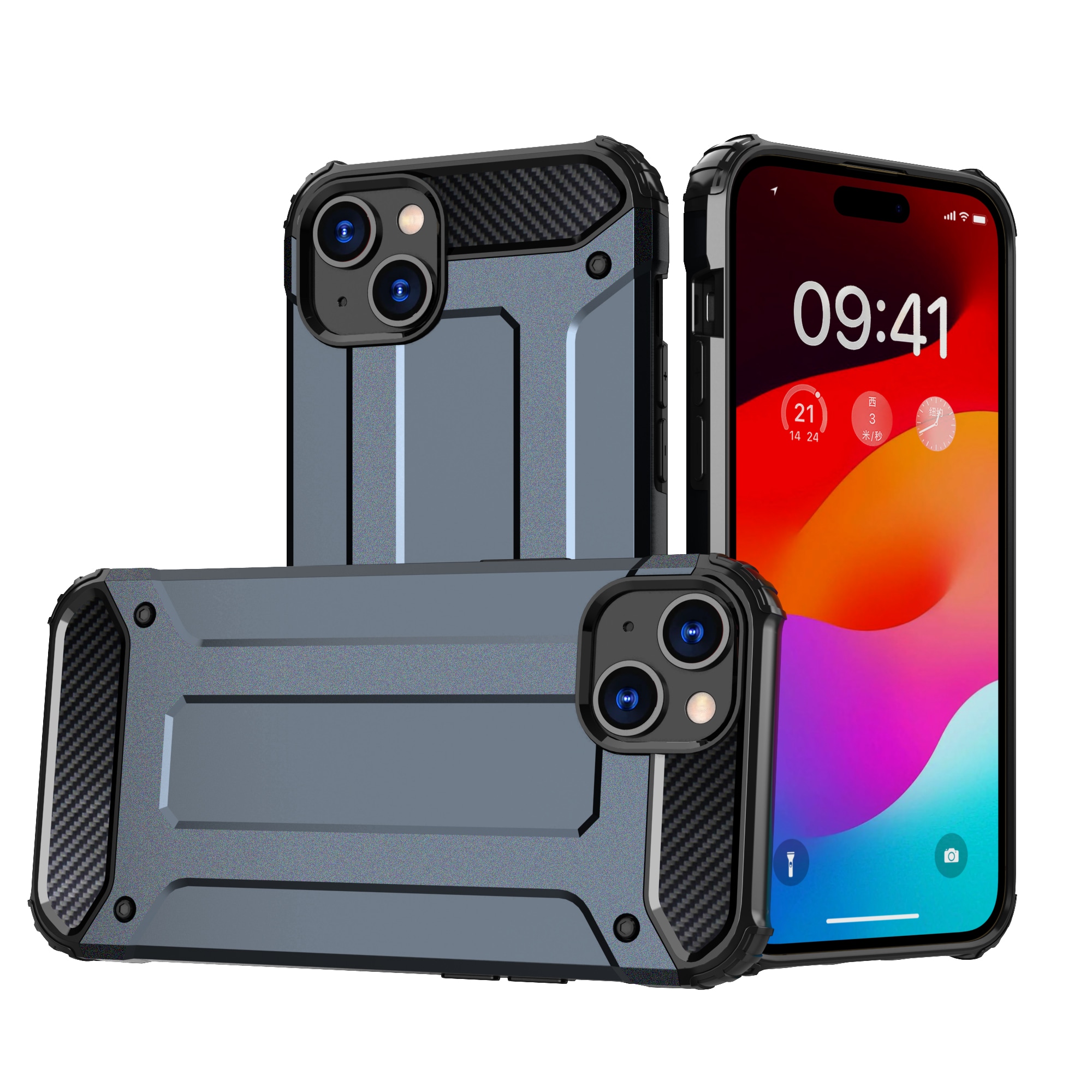 iPhone 15 Plus Hybrid Armor -kotelo - sininen