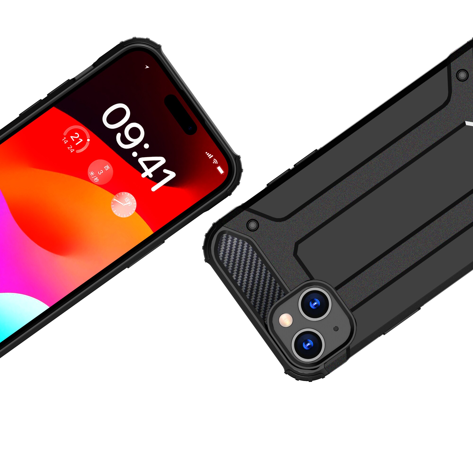iPhone 15 Plus Hybrid Armor -kotelo - musta