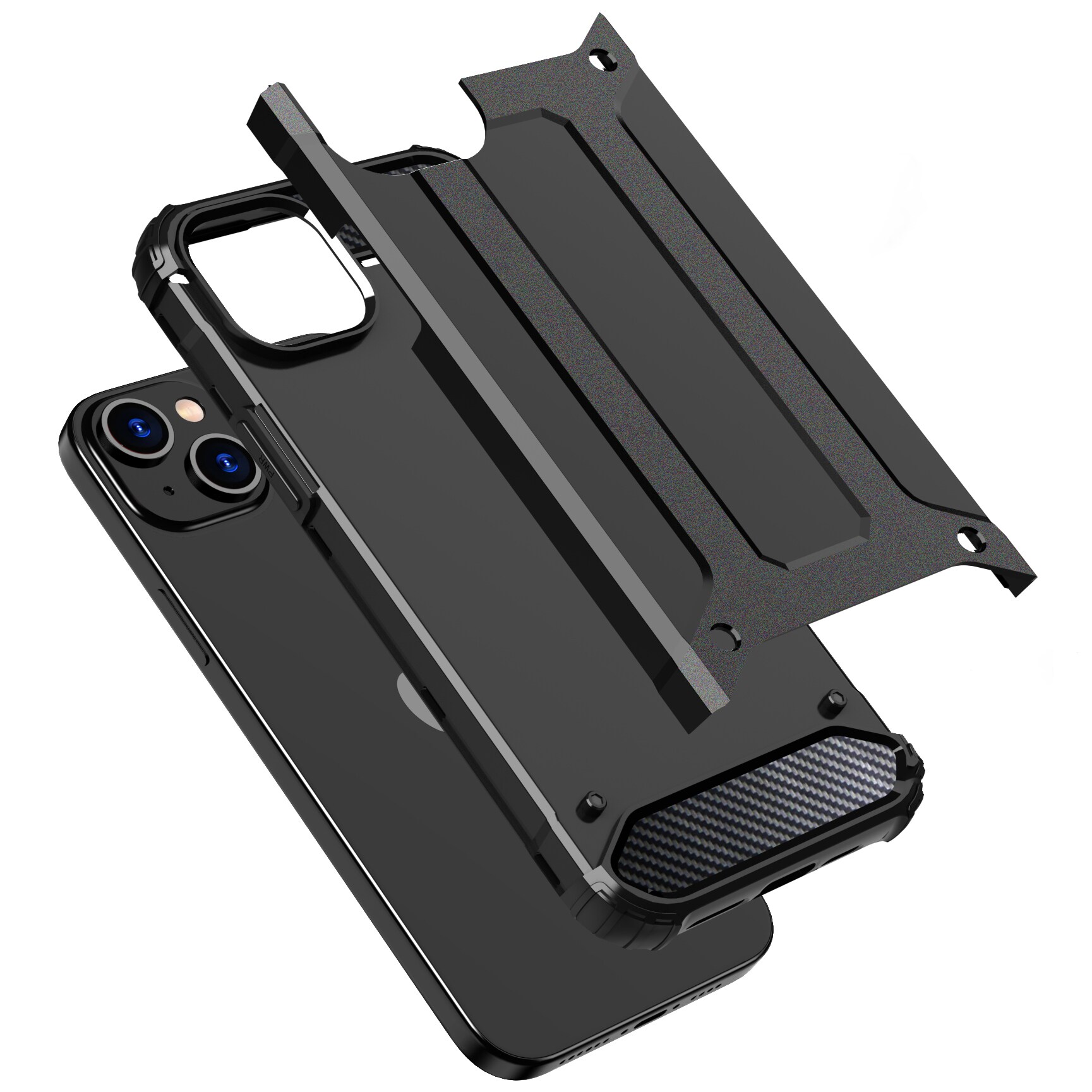 iPhone 15 Plus Hybrid Armor -kotelo - musta