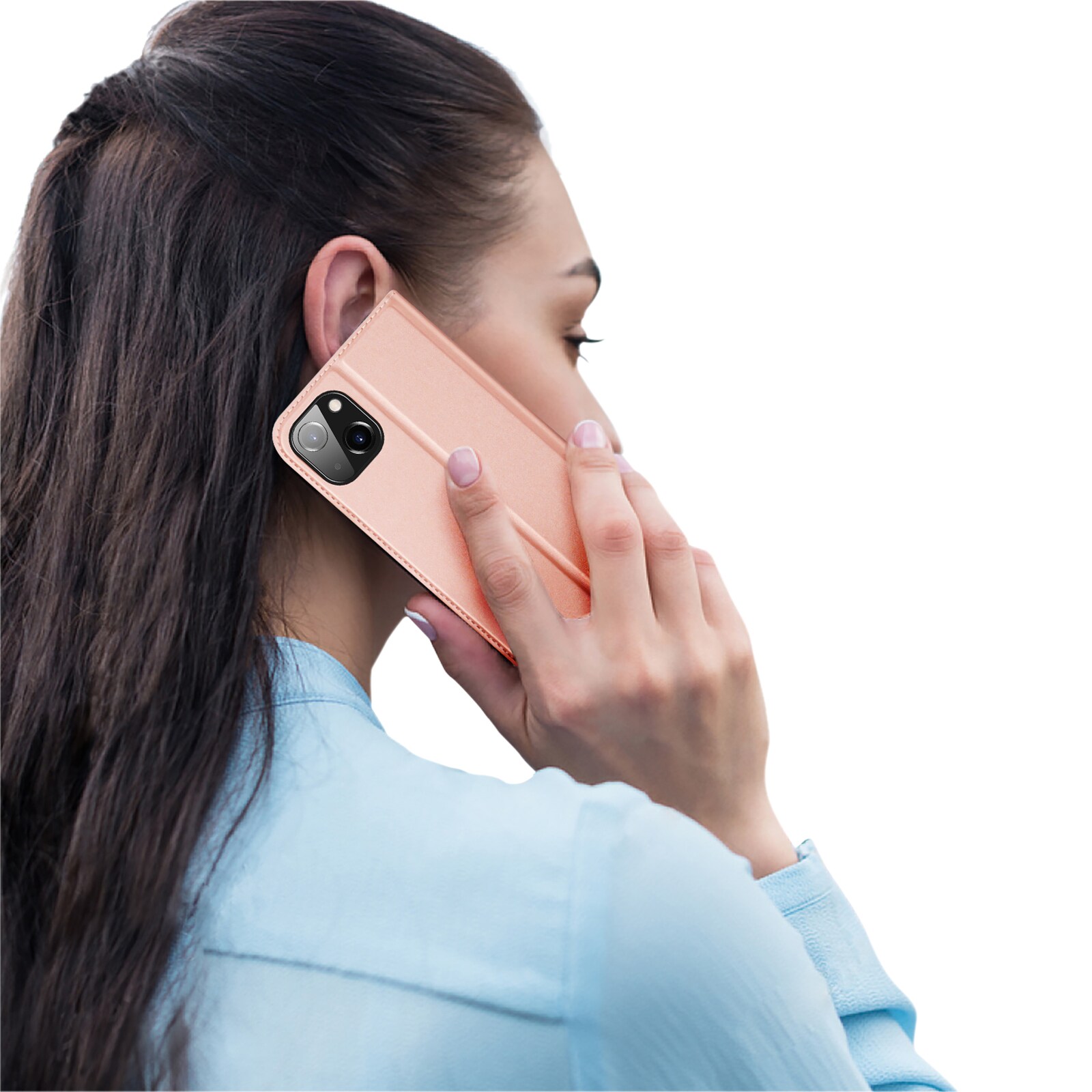 Dux Ducis Skin Pro lompakkokotelo iPhone 15 Plus - vaaleanpunainen